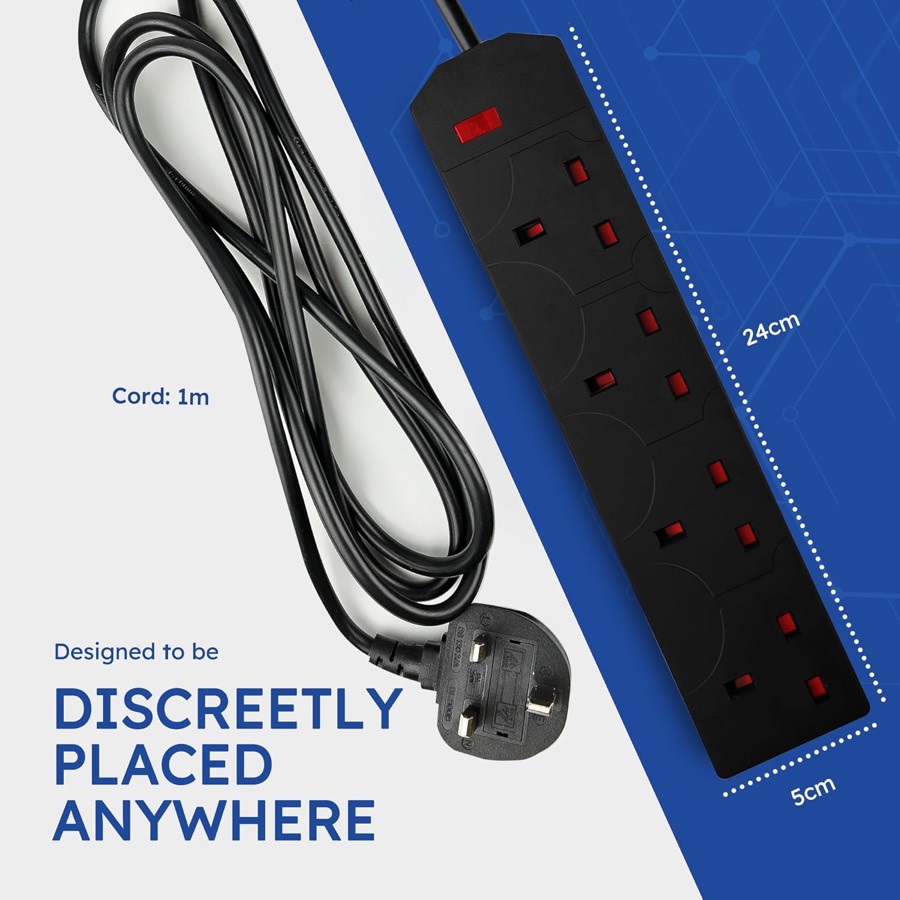 DESIRETECH 4-Gang Extension Lead additional product photograph 2