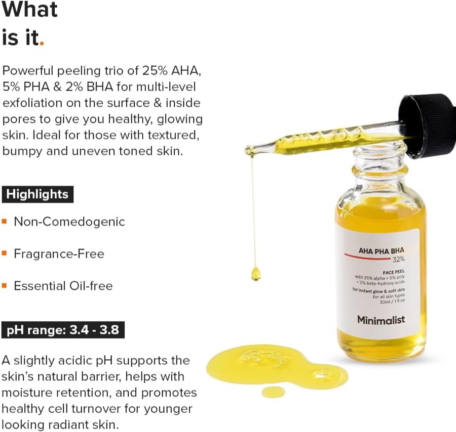 MINIMALIST 32% AHA PHA BHA Peeling Solution additional product photograph 2