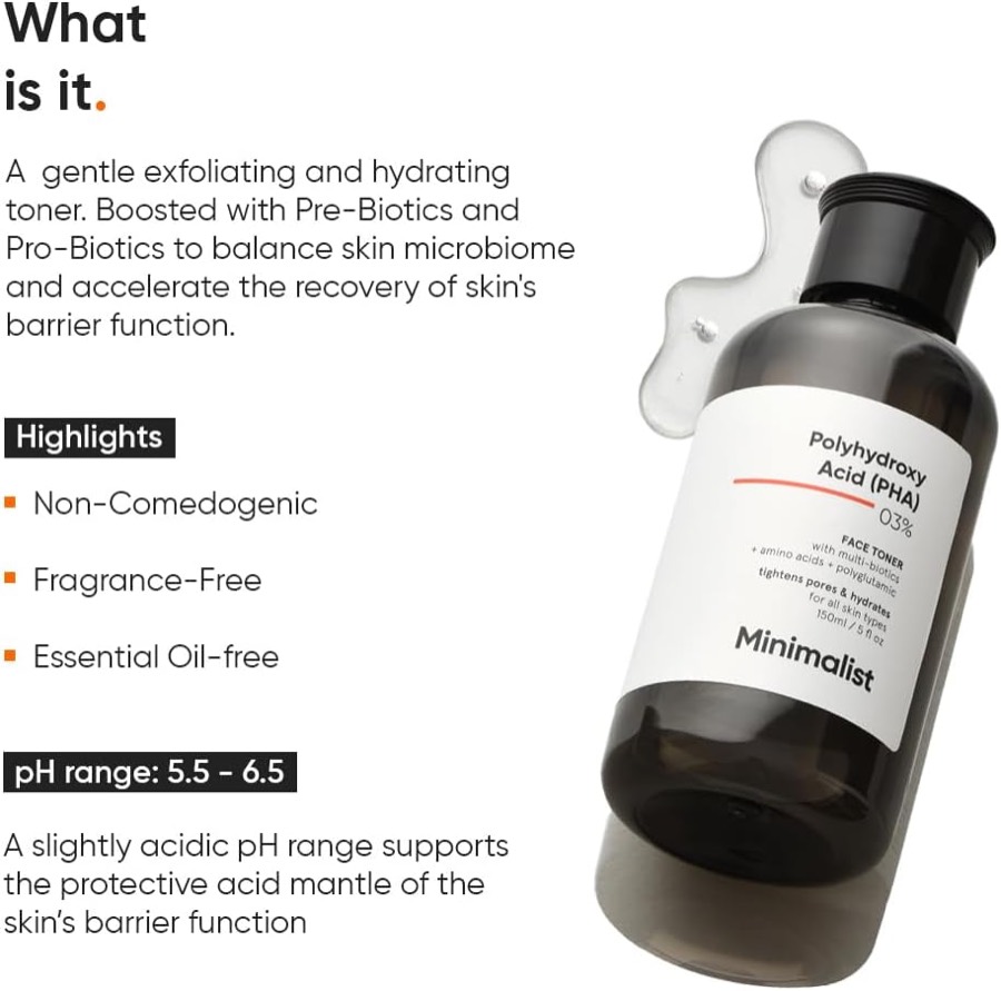MINIMALIST PHA 3% Alcohol-Free Face Toner additional product photograph 2