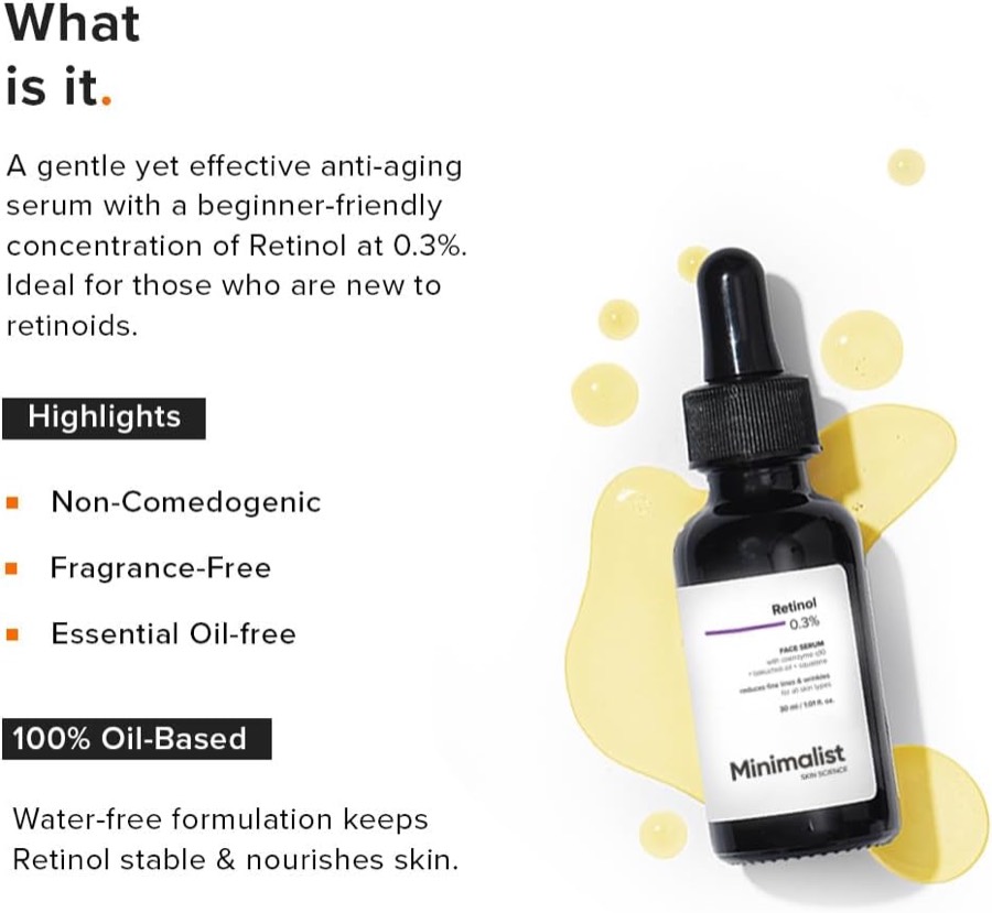 MINIMALIST 0.3% Retinol Night Face Serum additional product photograph 2