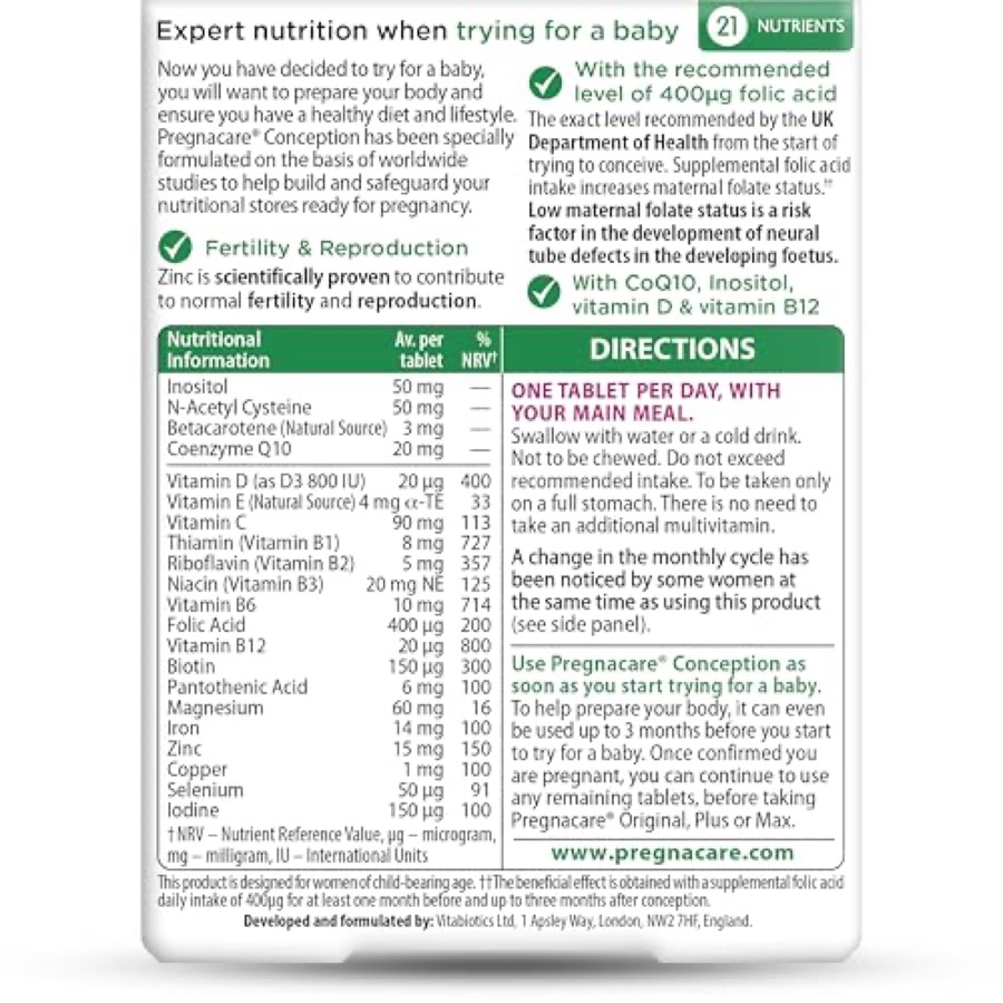 PREGNACARE Pregnacare Conception for Women additional product photograph 3