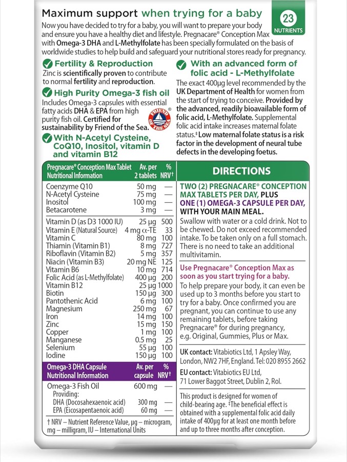 PREGNACARE Pregnacare Max Conception additional product photograph 2
