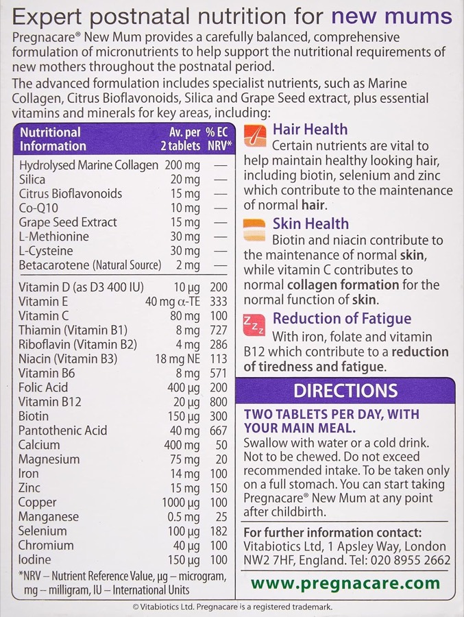PREGNACARE Pregnacare New Mum additional product photograph 2