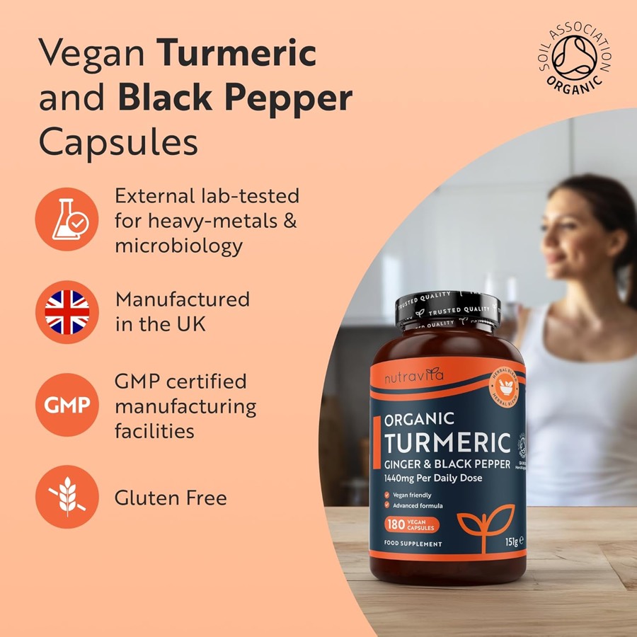 NUTRAVITA Organic Turmeric with Black Pepper & Ginger additional product photograph 3