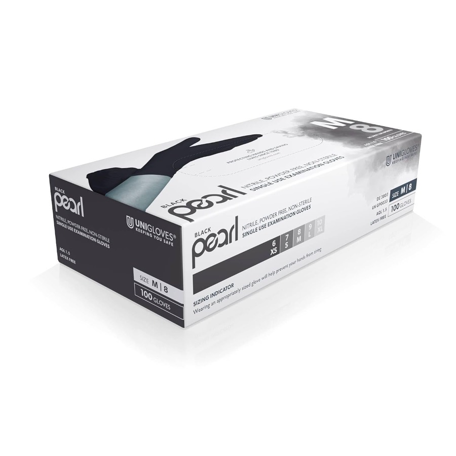 UNIGLOVES Black Pearl Nitrile Gloves additional product photograph 2
