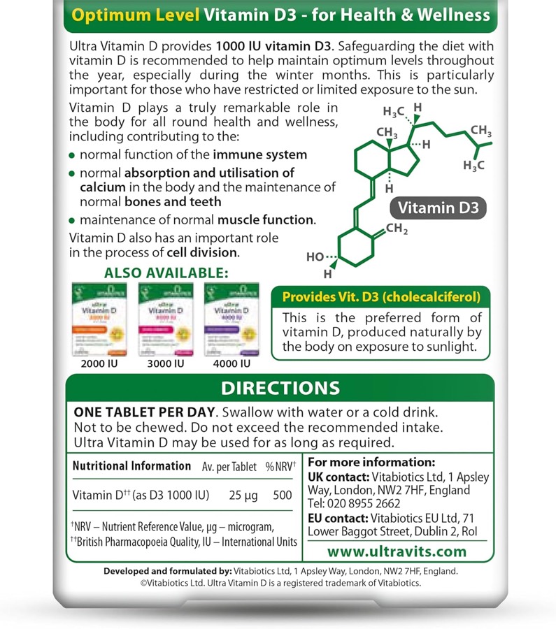 VITABIOTICS Ultra Vitamin D 1000 IU additional product photograph 3
