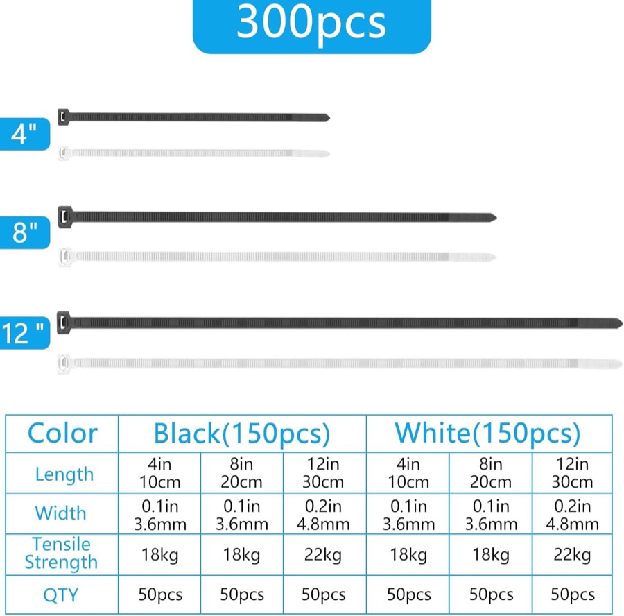 CABLE MATTERS Nylon Cable Tie Assortment additional product photograph 3
