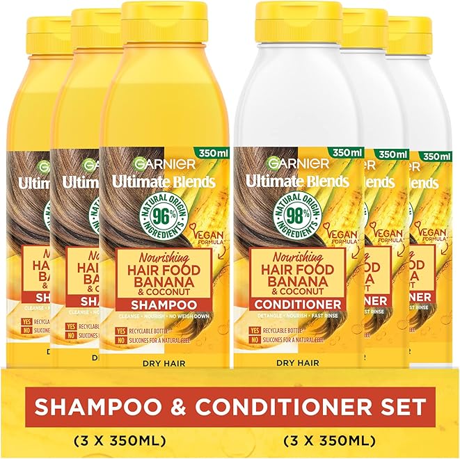 GARNIER Banana Hair Food Shampoo & Conditioner Set product packaging