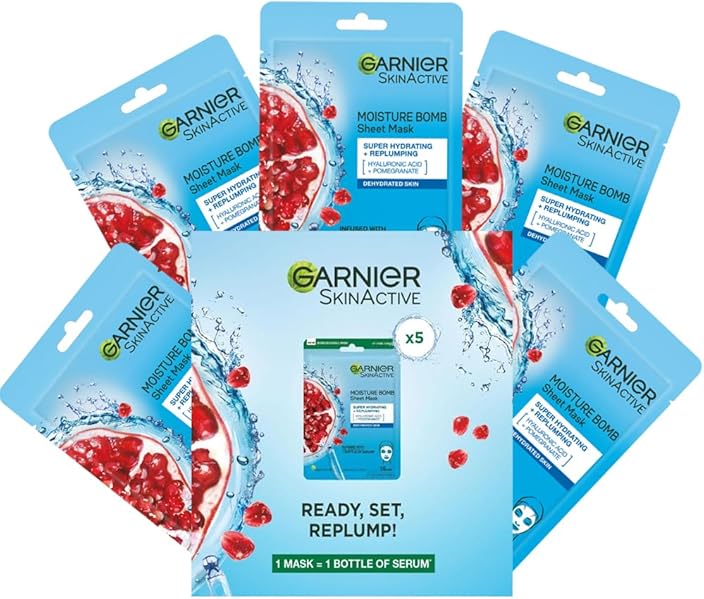 GARNIER Pomegranate Tissue Masks product packaging