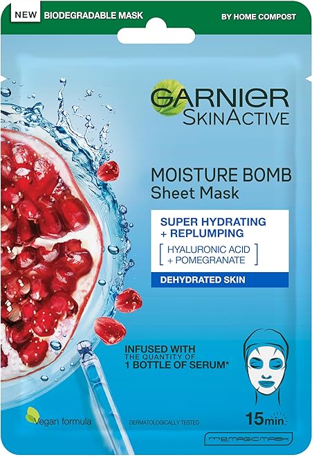 GARNIER Moisture Bomb Pomegranate Sheet Mask product packaging