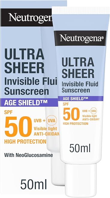 NEUTROGENA Ultra Sheer Age Shield Fluid SPF 50 product packaging