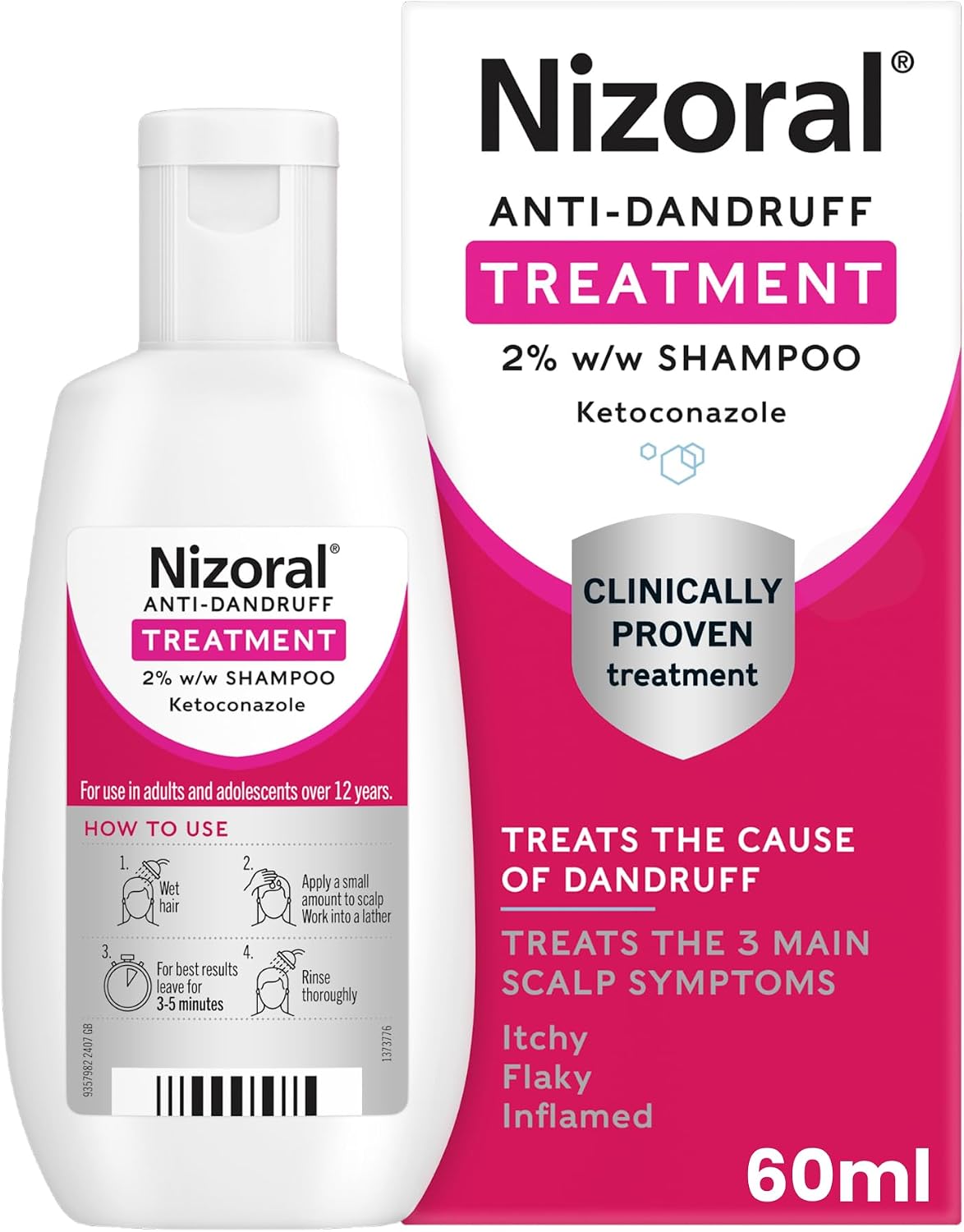 NIZORAL Anti-Dandruff Treatment Shampoo with Ketoconazole product packaging