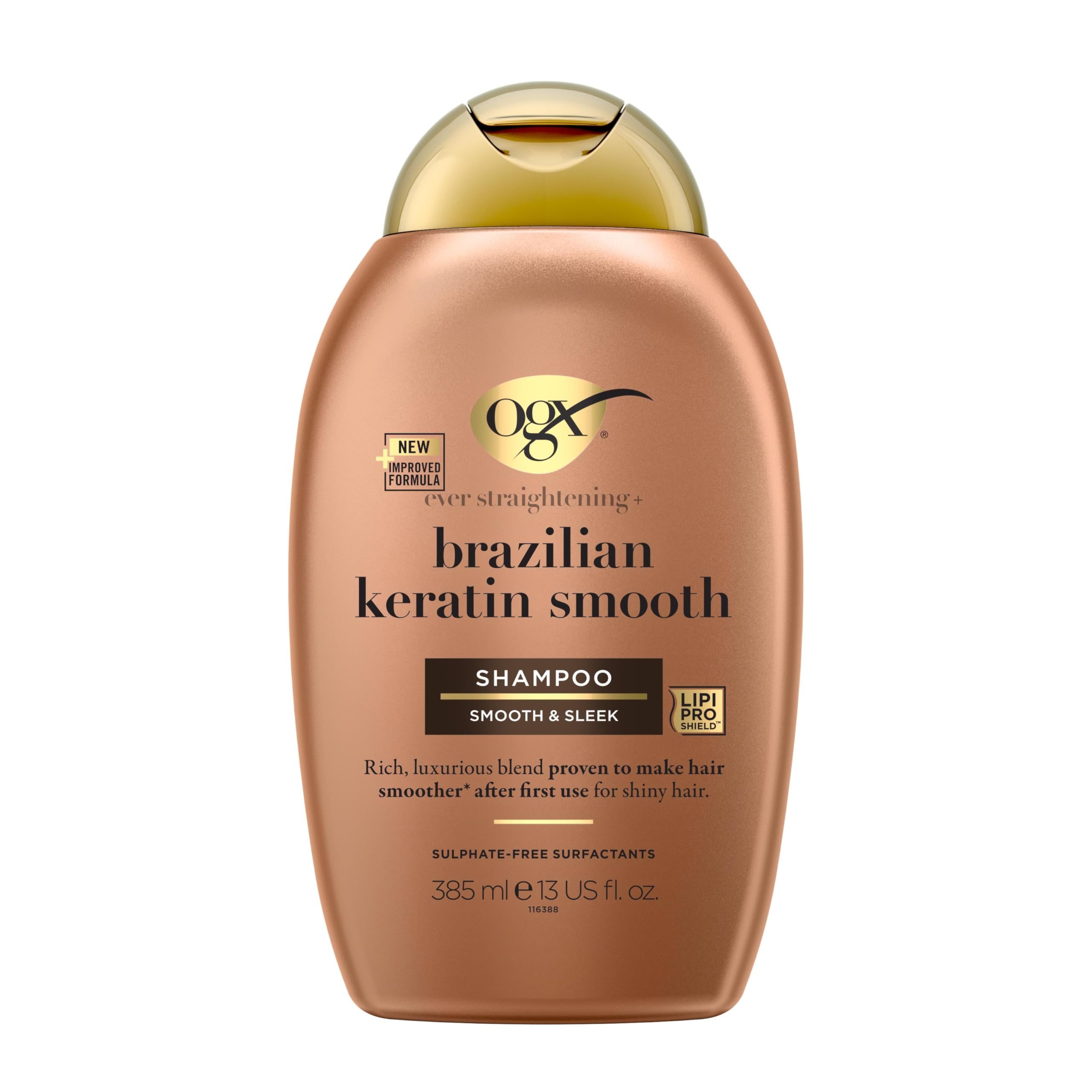 OGX Brazilian Keratin Smooth Shampoo product packaging