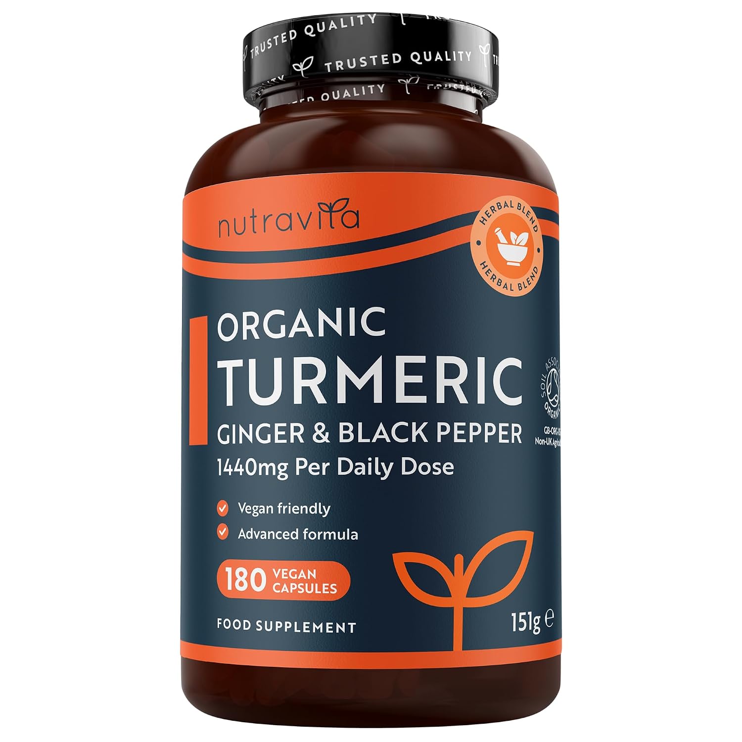 NUTRAVITA Organic Turmeric with Black Pepper & Ginger product packaging