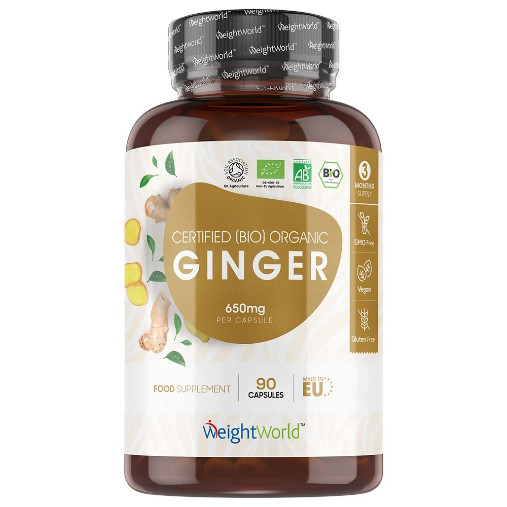 WEIGHTWORLD Organic Ginger Capsules product packaging